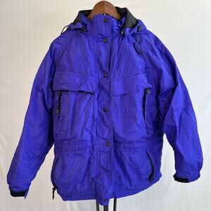 Eddie Bauer Insulated Jacket Womens Medium Blue Hooded Coat